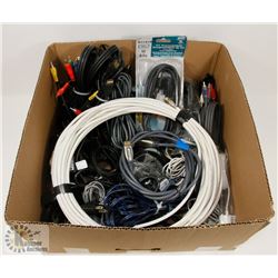 LARGE BOX FULL OF MEDIA & POWER CORDS,