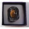 Image 1 : 5)  SILVER TONE & NATURAL OVAL TIGERS EYE