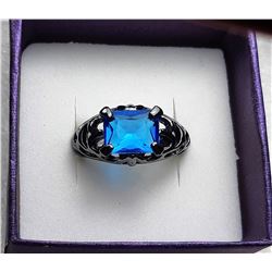 4)  BLACK 18K  GOLD FILLED SAPPHIRE RING