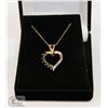 Image 1 : #117-NATURAL BLUE SAPPHIRE & CZ PENDANT NECKLACE