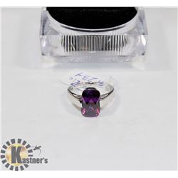 NEW STERLING 925/SLVR RING SZ 7 CUBIC PURPLE STONE