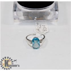 NEW STERLING 925/SILVER RING SZ 7 CUBIC BLUE STONE