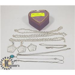 HEART SHAPE BOX FULL OF PENDANTS AND NECKLACES