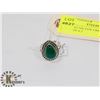 Image 1 : STERLING SILVER GREEN ONYX RING SIZE 6.5