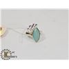 Image 1 : STERLING SILVER AQUA CHALCEDONY RING SIZE 7.75.