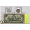 Image 1 : LOT OF CANADA CURRENCY, 1937 $1 BILL, 1957, 1941