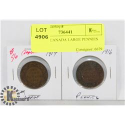 LOT OF 2 CANADA LARGE PENNIES 1914, 1916