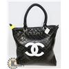 Image 1 : CHANEL REPLICA PURSE BLACK WITH WHITE LOGO