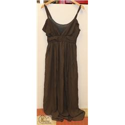 SIZE LARGE BROWN-GREY CHIFFON SUMMER DRESS FLOOR