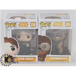 HAN SOLO AND CHEWBACCA FUNKO POP FIGURES