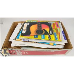 FLAT OF GUITAR AND SHEET MUSIC