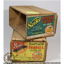 LOT OF TWO VINTAGE ORANGE CRATES