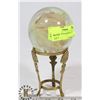 HAND BLOWN GLASS BALL ON STAND