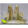 Image 1 : PAIR OF ALABASTER BOOKENDS.