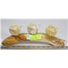 Image 1 : SOLID CARVED ALABASTER ROSE PETAL CANDLE HOLDER.