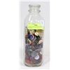 Image 1 : ANTIQUE MILK JAR WITH VINTAGE BUTTONS.