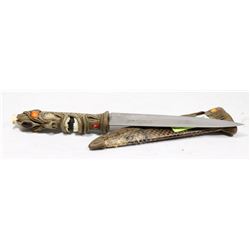 HANDMADE SNAKE SKIN KNIFE WITH SHEATH.