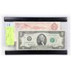 Image 1 : 1974 CANADIAN $2 BILL, 1976 US $2 BILL IN DISPLAY