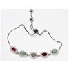 Image 1 : STERLING SILVER GEMSTONE ADJUSTABLE BRACELET