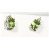 Image 1 : STERLING SILVER PERIDOT & DIAMOND EARRINGS