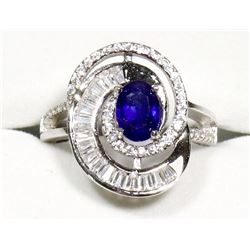 STERLING SILVER SAPPHIRE COCKTAIL RING SIZE 7.5.