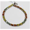 Image 1 : STERLING SILVER GEMSTONE & DIAMOND TENNIS BRACELET