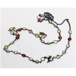 STERLING SILVER 18" GEMSTONE MULTI COLORED