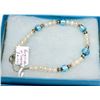 Image 1 : STERLING SILVER 7.5" PEARL DICHROIC BEAD BRACELET.