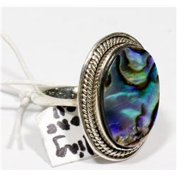 STERLING SILVER ABALONE SHELL RING SIZE 6.5.