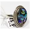 Image 1 : STERLING SILVER ABALONE SHELL RING SIZE 6.5.