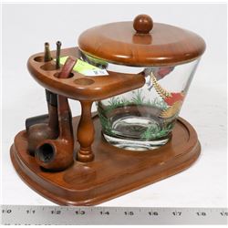 PIPE RACK WITH TOBACCO HUMIDOR