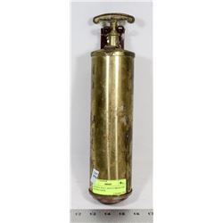 ANTIQUE WALL MOUNT BRASS FIRE EXTINGUISHER