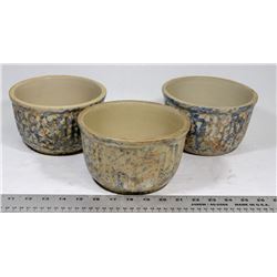 3 RED WING 6" SPONGEWARE BOWLS
