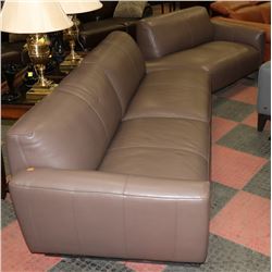 NEW 2PC GENUINE BROWN LEATHER SECTIONAL,