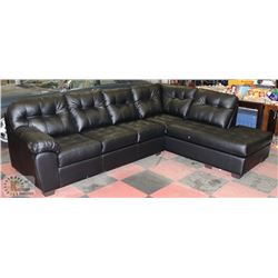 NEW LARGE BLACK LEATHERETTE SECTIONAL L-SHAPED