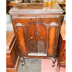 ANTIQUE WOOD ROLLING CUPBOARD