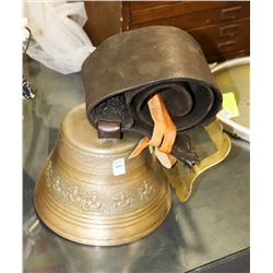 LATE 18TH CENTURY BRASS BELL, 8-1/2"D X 6-1/2"H