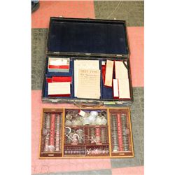 ANTIQUE EYE TESTING KIT IN CASE INCL LENSES AND