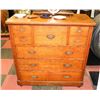 Image 1 : 8 DRAWER OAK HIGHBOY DRESSER, 51"X19"X42".