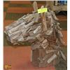 Image 1 : LARGE WOOD SCULPTURE HORSE'S HEAD - 19"H X 16"W