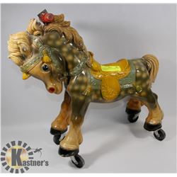 ANTIQUE CHILES RIDING PONY ON WHEELS