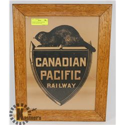 FRAMED ANTIQUE CANADIAN PACIFIC RAILWAY SIGN