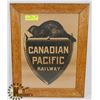 Image 1 : FRAMED ANTIQUE CANADIAN PACIFIC RAILWAY SIGN