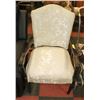 VINTAGE WOOD AND FABRIC PARLOUR CHAIR