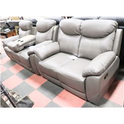 NEW CAMROSE GREY GENUINE LEATHER RECLINING