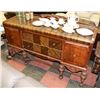 Image 1 : ANTIQUE WOOD BUFFET WITH 2 CUPBOARDS AND 2