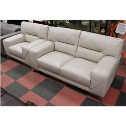 WHITE LEATHERETTE 68" LOVE SEAT WITH 42" CHAIR