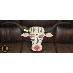 FOLK CHAINSAW ART TEXAS LONG HORN WALL HANGING