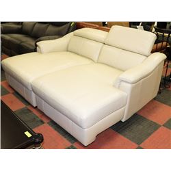 NEW OFF WHITE GENUINE LEATHER LIFT BACK LOUNGE