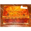 Image 1 : ANTIQUE INLAID KEEPSAKE BOX WITH HAND WRITTEN